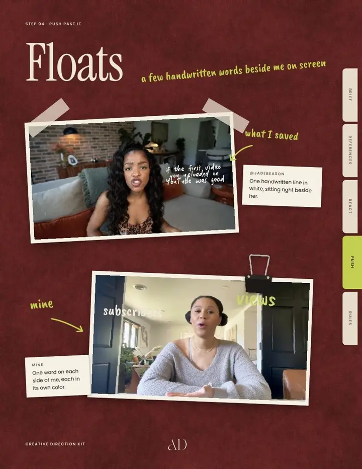 Kit page showing handwritten words placed beside me on screen